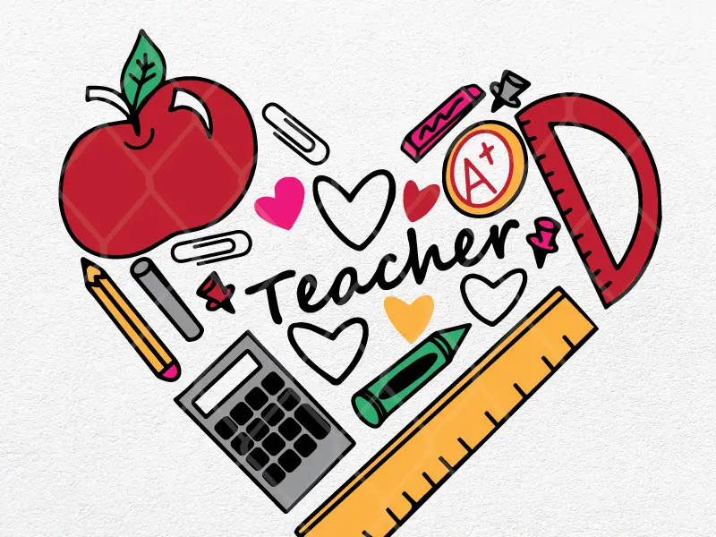 Teacher Heart School Things Symbol svg png dxf eps